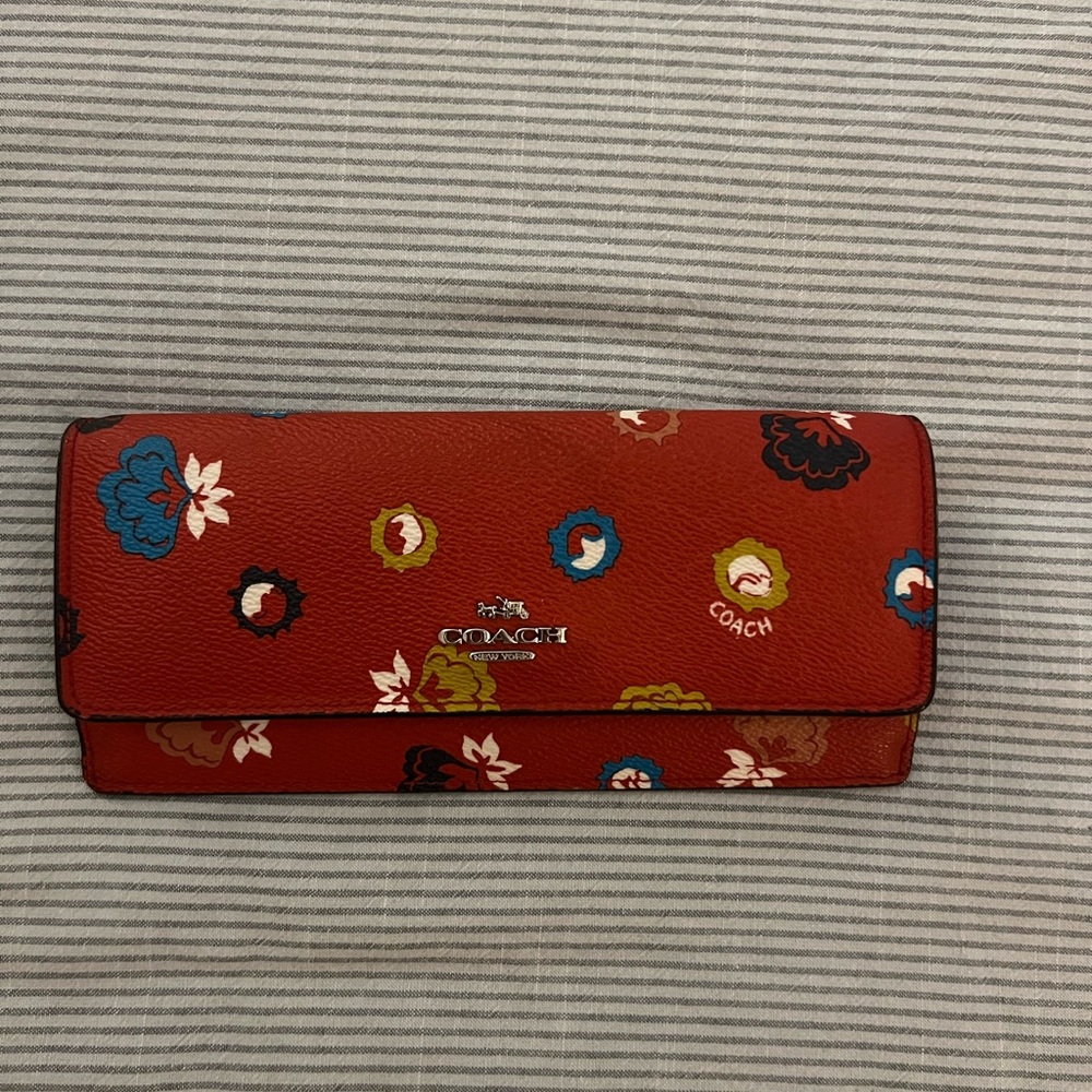 Coach Red and Blue Floral Women's Wallet